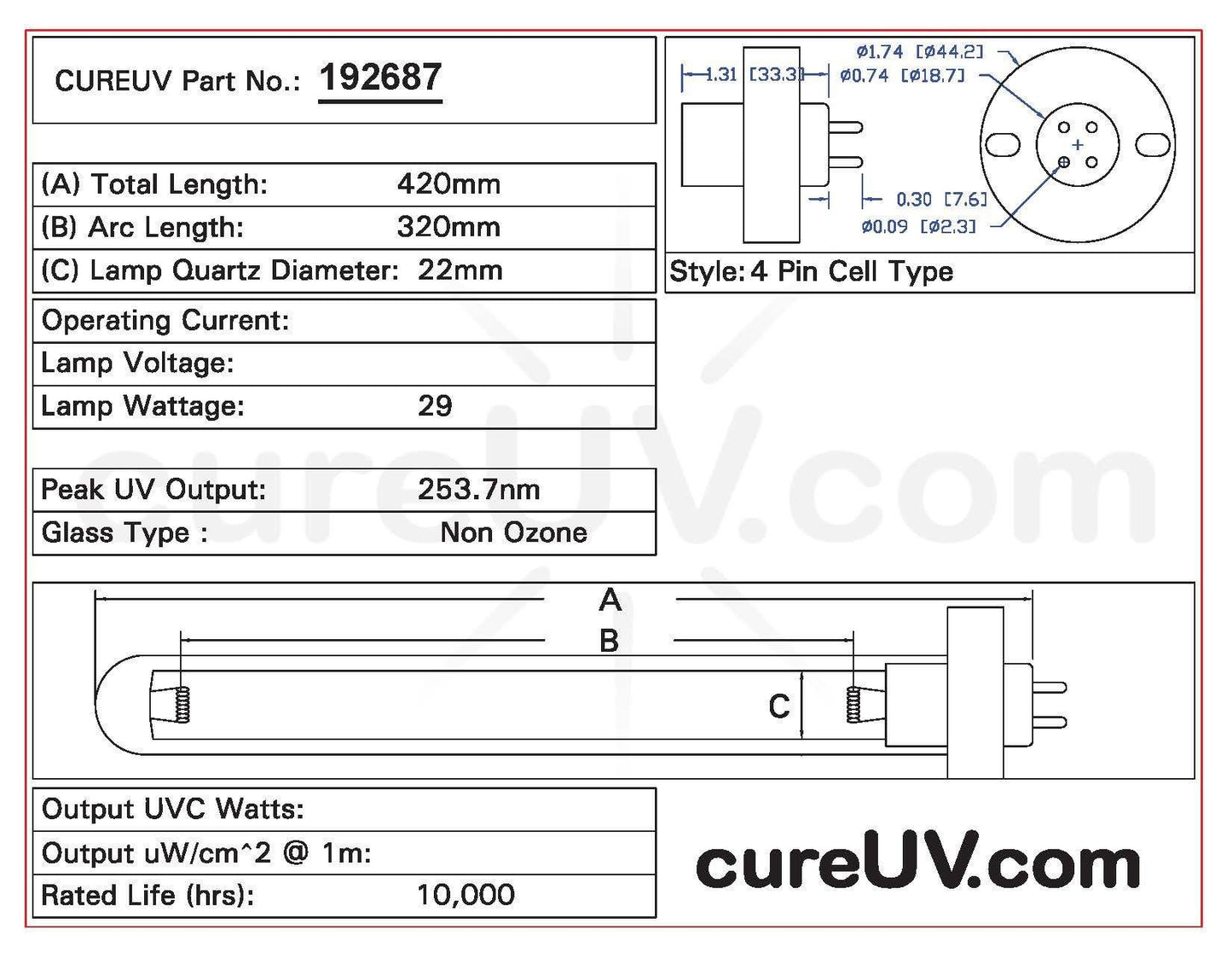 Germicidal UV Bulbs - Ultravation - AS-IH-1003 UV Light Bulb For Germicidal Air Treatment