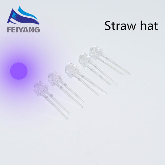 Transparent LED Straw Hat Diodes with Purple Ultraviolet Light