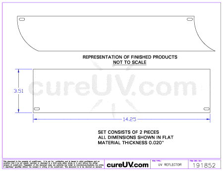 UV Curing - Aetek Part # 0700920 UV Curing Reflector Liner