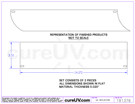 UV Curing - Aetek Part # 0701034 UV Curing Reflector Liner