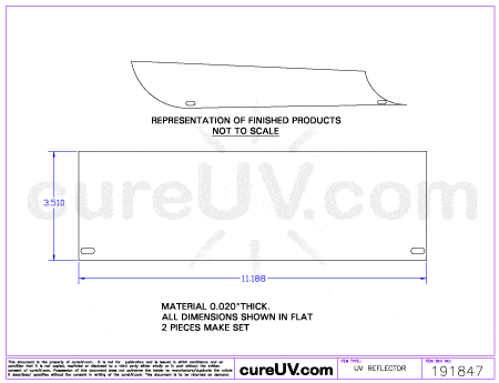 UV Curing - Aetek Part # 0701172 UV Curing Reflector Liner