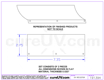 UV Curing - Aetek Part # 19604C05, 0701148 UV Curing Reflector Liner