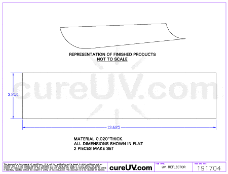 UV Curing - American Ultraviolet Part # A94121MCB Compatible Generic UV Curing Reflector Liner