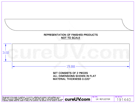 UV Curing - American Ultraviolet Part # A94381MCB Compatible Generic UV Curing Reflector Liner