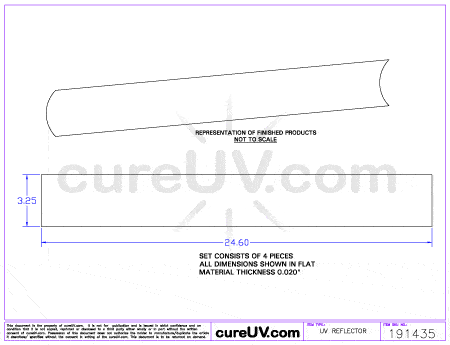 UV Curing - American Ultraviolet Part # A94481MCB Compatible Generic UV Curing Reflector Liner