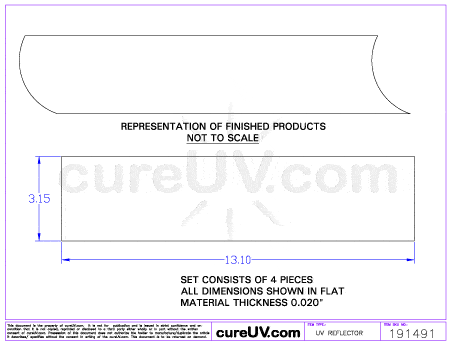 UV Curing - American Ultraviolet Part # A961702 Compatible Generic UV Curing Reflector Liner