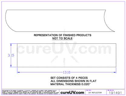 UV Curing - American Ultraviolet Part # A961702 Compatible Generic UV Curing Reflector Liner