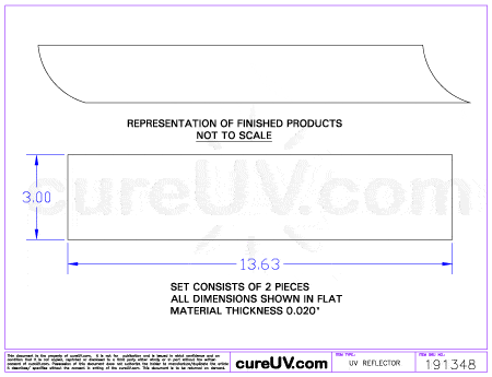 UV Curing - Delle Vedove Part # 952D011000 UV Curing Reflector Liner