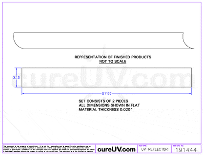 UV Curing - Hanovia Part # 6524A431 UV Curing Reflector Liner