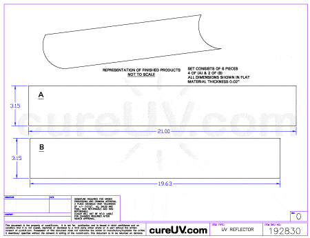 UV Curing - Hanovia Part # 6560A431 UV Curing Reflector Liners