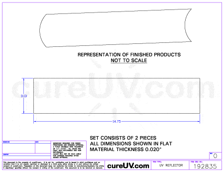 UV Curing - Hanovia Part # 6808A431 UV Curing Reflector Liners