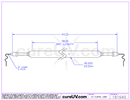 UV Curing Lamp - 38" Arc Length HD M & R Part # 1036115 UV Curing Lamp Bulb