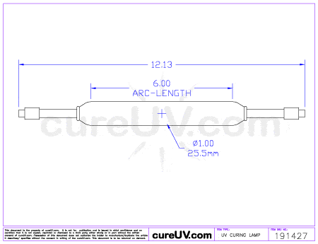 UV Curing Lamp - Aetek Part # 0700616 UV Curing Lamp Bulb