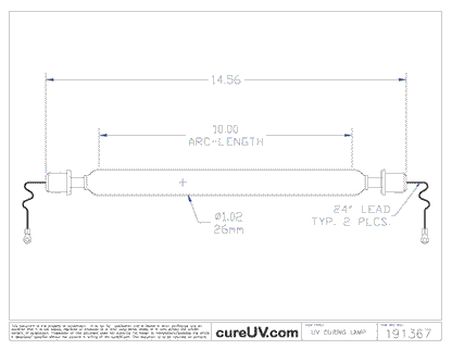 UV Curing Lamp - Aetek Part # 0700938 UV Curing Lamp Bulb