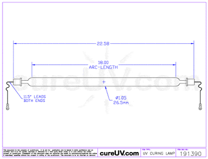 UV Curing Lamp - Aetek Part # 0700976 UV Curing Lamp Bulb