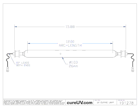 UV Curing Lamp - Aetek Part # 0701034 UV Curing Lamp Bulb