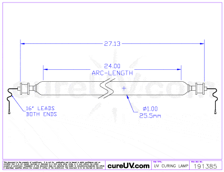 UV Curing Lamp - Aetek Part # 0701078 UV Curing Lamp Bulb