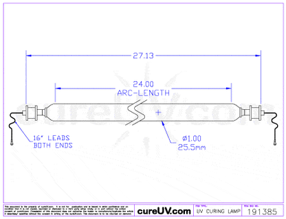 UV Curing Lamp - Aetek Part # 0701078 UV Curing Lamp Bulb