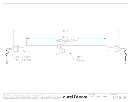 UV Curing Lamp - Aetek Part # 0701112 UV Curing Lamp Bulb