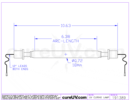 UV Curing Lamp - Aetek Part # 0701162 UV Curing Lamp Bulb