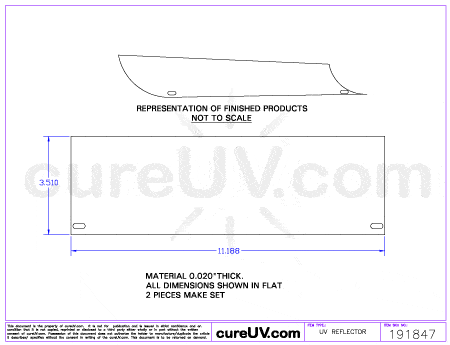 UV Curing Lamp - Aetek Part # 0701172 UV Curing Lamp And Reflector Kit