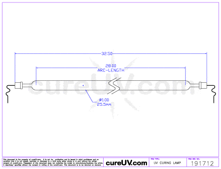 UV Curing Lamp - Aetek Part # 0701346 UV Curing Lamp Bulb