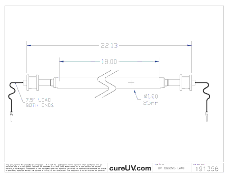 UV Curing Lamp - Aetek Part # 0701456 UV Curing Lamp Bulb