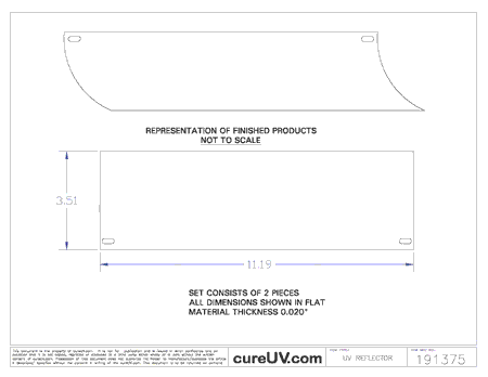 UV Curing Lamp - Aetek Part # 0701566 UV Curing Lamp And Reflector Kit