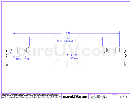 UV Curing Lamp - American Ultraviolet Part # A94121MCB Compatible Generic UV Curing Lamp Bulb