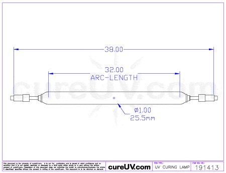 UV Curing Lamp - Brewer Part # SLI108 UV Curing Lamp Bulb