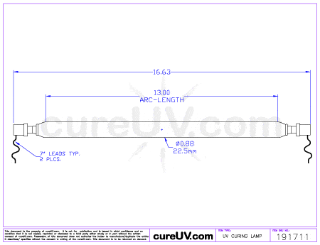 UV Curing Lamp - CureUV Generic Replacement For AAA Part # 8514A30C216 UV Curing Lamp Bulb