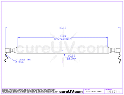 UV Curing Lamp - CureUV Generic Replacement For AAA Part # 8514A30C216 UV Curing Lamp Bulb