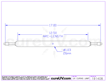 UV Curing Lamp - CureUV Generic Replacement For AAA Part # A8512A2SHD UV Curing Lamp Bulb