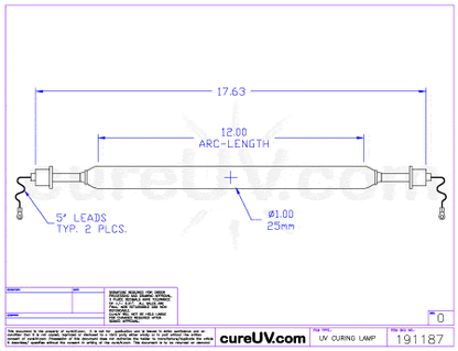 UV Curing Lamp - Delle Vedove Part # 952D011000 UV Curing Lamp Bulb