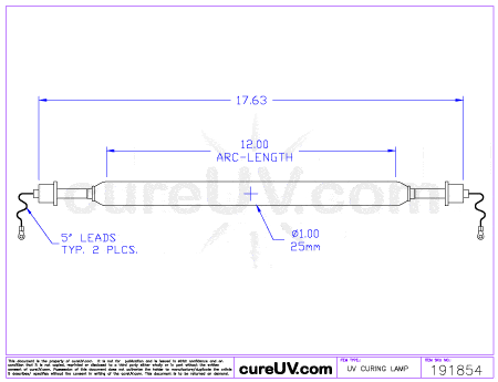 UV Curing Lamp - Delle Vedove Part # 952D016 UV Curing Lamp Bulb-Gallium Doped