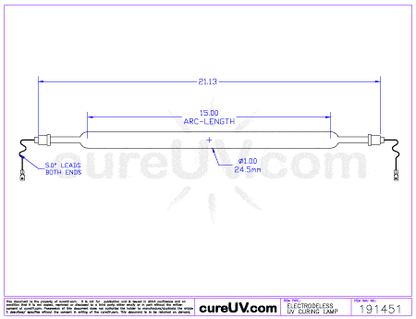 UV Curing Lamp - Dorn / SPE Part # P3015C UV Curing Lamp Bulb