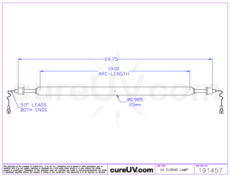 UV Curing Lamp - Dorn / SPE Part # P3018 UV Curing Lamp Bulb