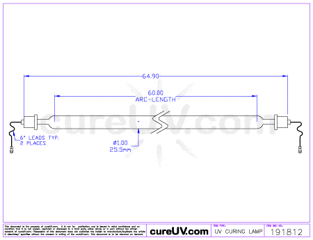 UV Curing Lamp - DuBois Part # M740195 UV Curing Lamp Bulb