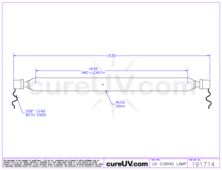 UV Curing Lamp - Durst Rho 500R A17475N UV Curing Lamp Bulb