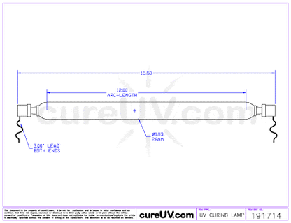 UV Curing Lamp - Durst Rho 500R A17475N UV Curing Lamp Bulb