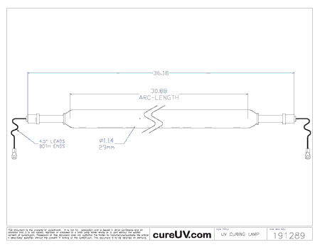 UV Curing Lamp - Electech Part # ET3050012C UV Curing Lamp Bulb