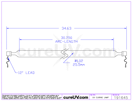 UV Curing Lamp - Eltosch Part # 12500392 UV Curing Lamp Bulb