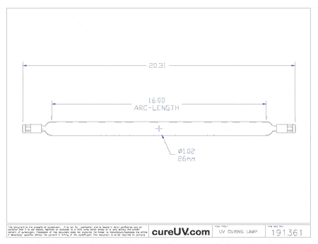 UV Curing Lamp - Equivalent Generic Replacement IST Part # 155019 UV Curing Lamp Bulb