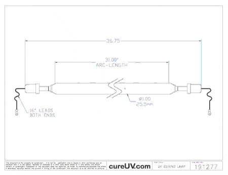 UV Curing Lamp - Equivalent Generic Replacement IST Part # T-800-U3H UV Curing Lamp Bulb