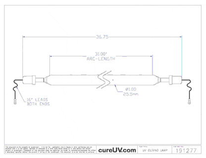 UV Curing Lamp - Equivalent Generic Replacement IST Part # T-800-U3H UV Curing Lamp Bulb