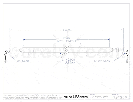 UV Curing Lamp - Finrose Part # 1405MCI-GA UV Curing Lamp Bulb