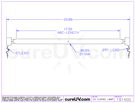 UV Curing Lamp - GEW Part # 16594 UV Curing Lamp Bulb