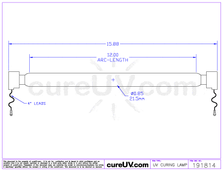 UV Curing Lamp - GEW Part # 26122 UV Curing Lamp Bulb