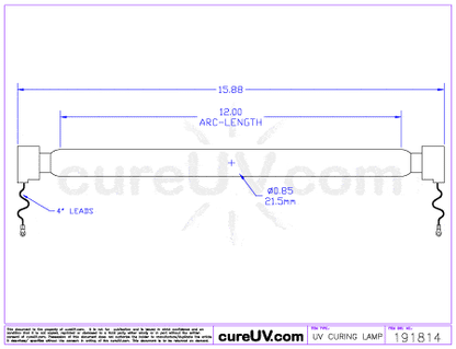 UV Curing Lamp - GEW Part # 26122 UV Curing Lamp Bulb