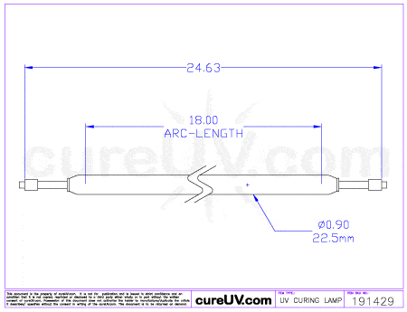 UV Curing Lamp - Hanovia Part # 6518A431 UV Curing Lamp Bulb